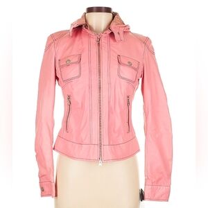 NEW OLD GRINGO Soft Suede Genuine leather jacket Women Sz Medium Pink Hoodie NWT